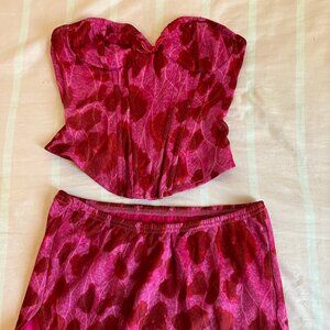 Pink Corset and Mini Skirt Set